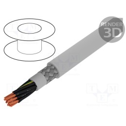 1 rol x ALPHA WIRE - 470121CY GE033 - Wire, Pro-Met, 12G1mm2, shielded,tinned copper braid, PVC, 100m