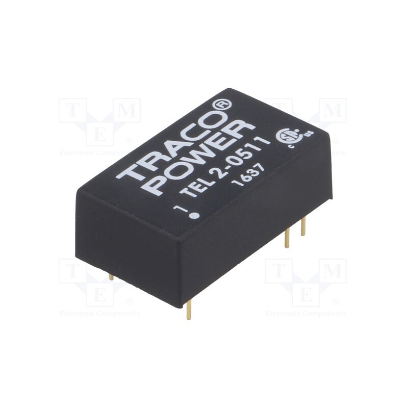 1 pcs x TRACO POWER - TEL 2-0511 - Converter: DC/DC, 2W, Uin: 4.5÷9V, Uout: 5VDC, Iout: 400mA, DIP16