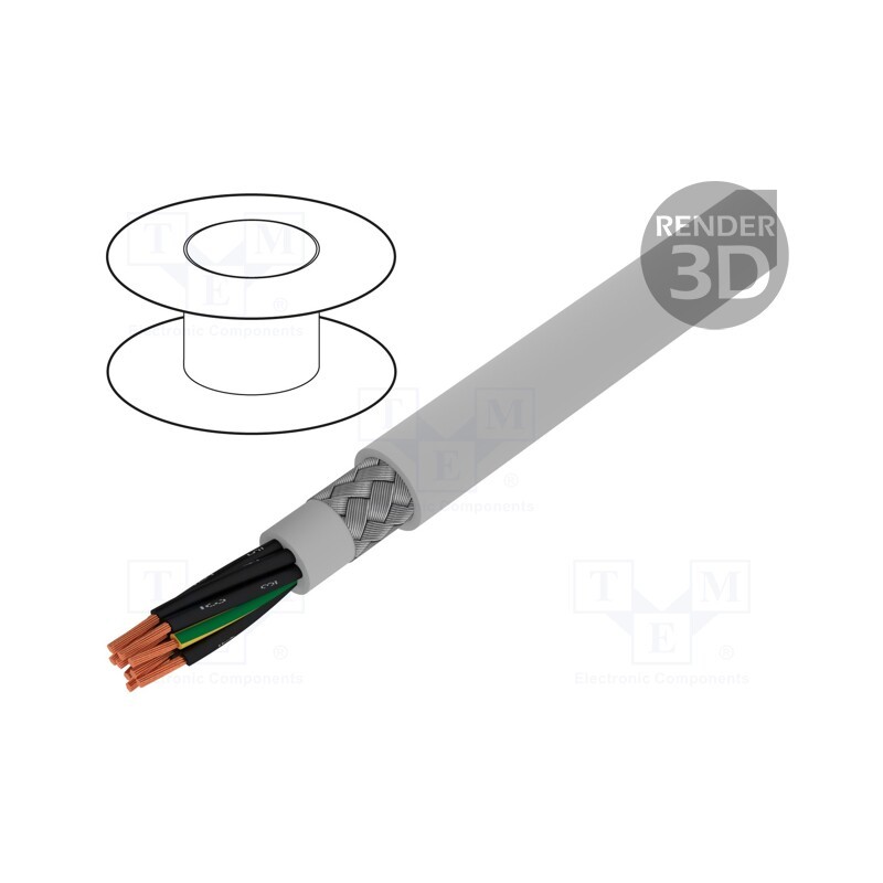 1 rol x ALPHA WIRE - 470091CY GE033 - Wire, Pro-Met, 9G1mm2, shielded,tinned copper braid, PVC, 100m