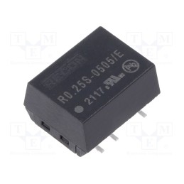1 pcs x RECOM - R0.25S-0505/E - Converter: DC/DC, 0.25W, Uin: 4.5÷5.5V, Uout: 5VDC, Iout: 50mA, SMD