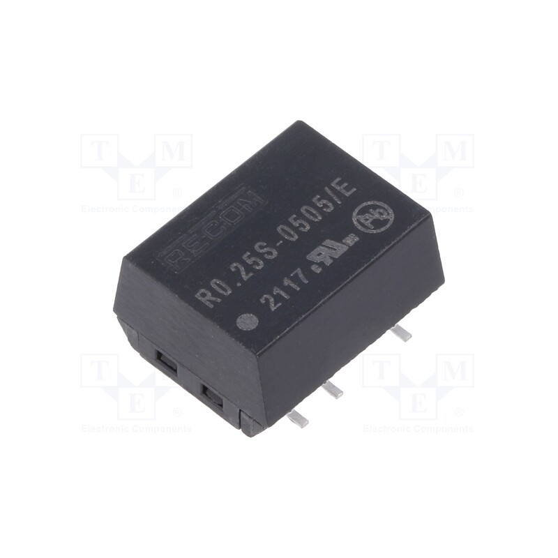 1 pcs x RECOM - R0.25S-0505/E - Converter: DC/DC, 0.25W, Uin: 4.5÷5.5V, Uout: 5VDC, Iout: 50mA, SMD