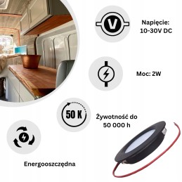 LED lamp 12v 24v ceiling recessed spot furniture drain for camper 2w
