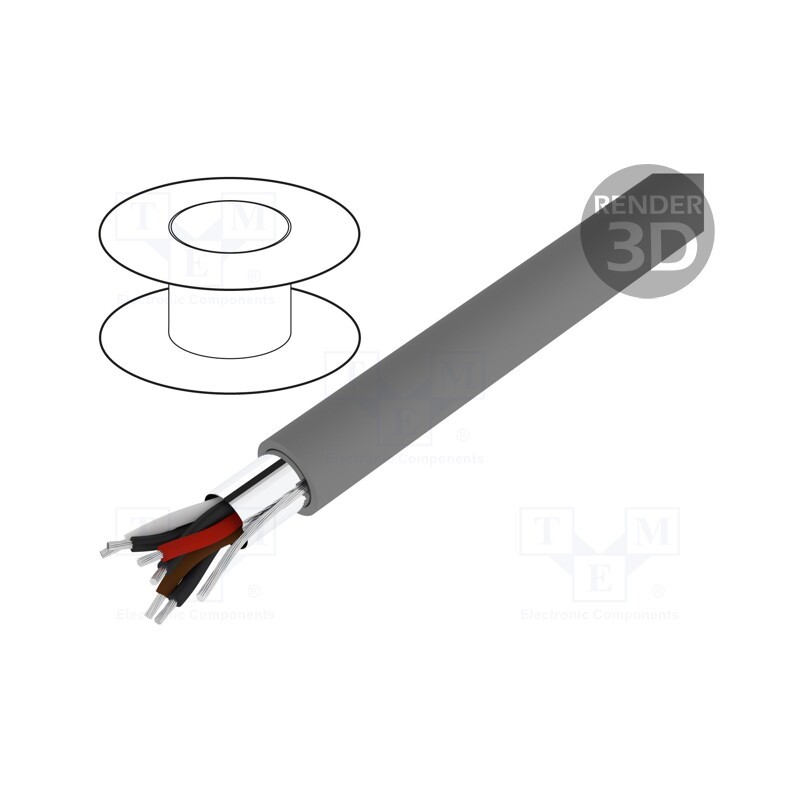 1 rol x ALPHA WIRE - 5271C SL005 - Wire, Xtra Guard® 1, 1x2x24AWG, Al-PET-Al foil, PVC, dark grey