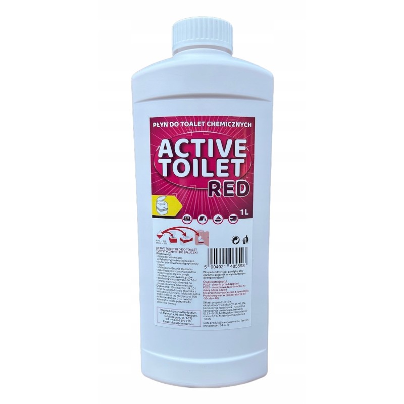 Active toilet liquid for tourist toilets 1l red