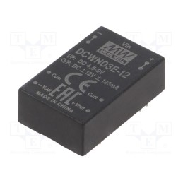 1 pcs x MEAN WELL - DCWN03E-12 - Converter: DC/DC, 3W, Uin: 4.5÷9V, Uout: 12VDC, Uout2: -12VDC, DIP24