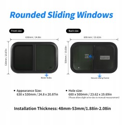 Rounded corner windows with sliding opening