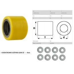 Set of wheels and rollers for the Linde mt12 ept12 trolley with tread