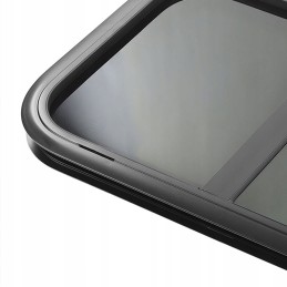 Window with sliding opening, rounded corner