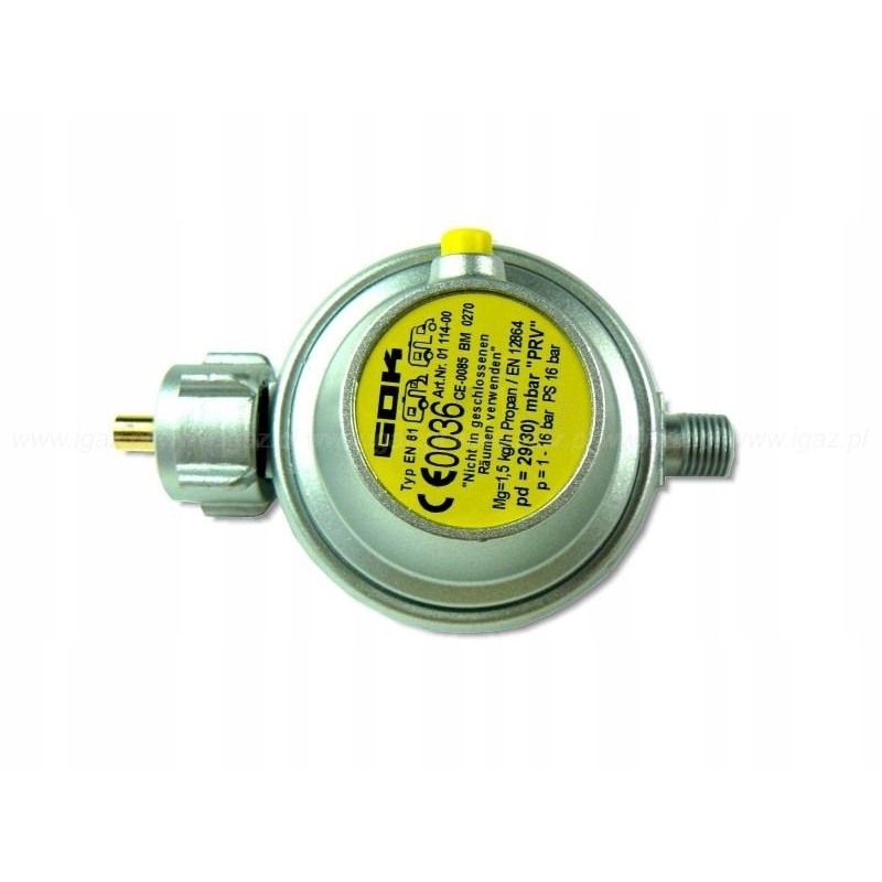 Gas reducer 30 mbar 1 5 kg for a camper trailer