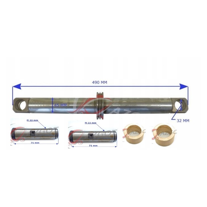 Piston rod of the power steering cylinder for the GPW double-sided trolley