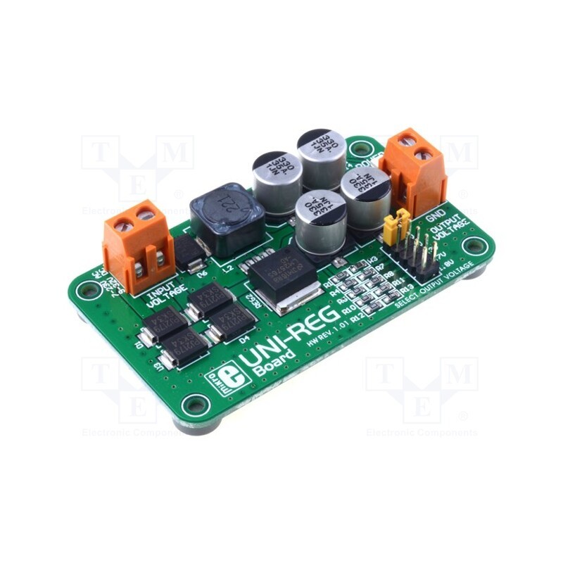 1 pcs x MIKROE - UNI-REG BOARD - Multiadapter, screw terminal, Comp: LM2576-ADJ, prototype board