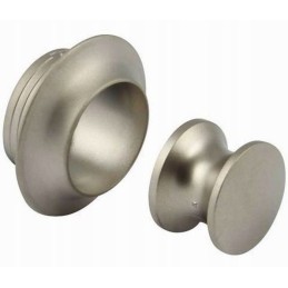 Furniture lock button with rosette, matt silver