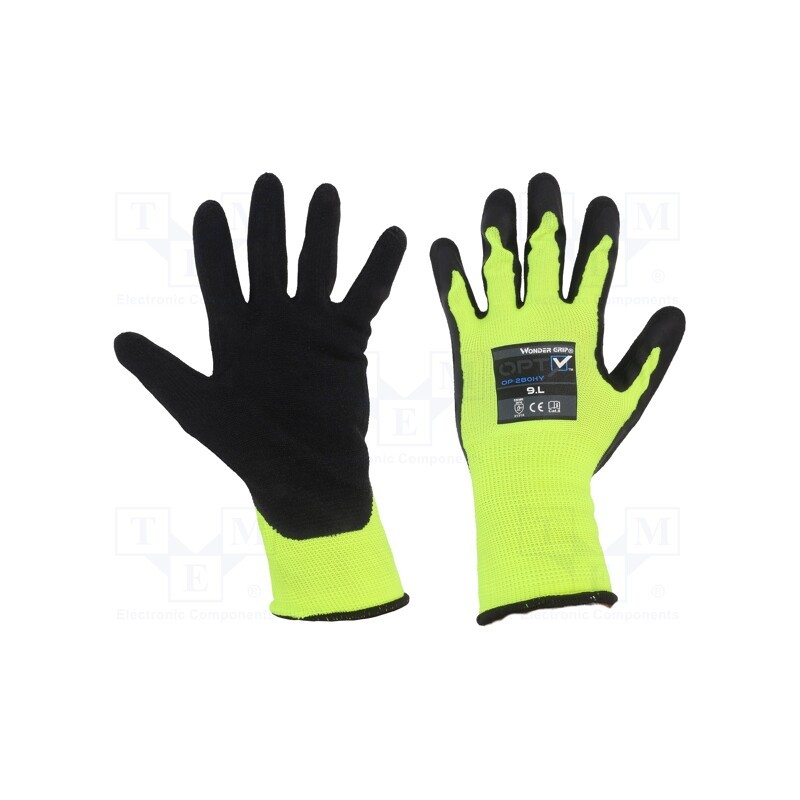 1 set x WONDER GRIP - 52939 - Protective gloves, Size: 9,L, green (light), polyester, Opty