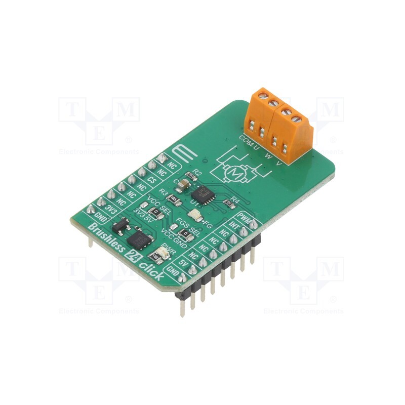 1 pcs x MIKROE - BRUSHLESS 24 CLICK - Click board, brushless motor driver, PWM, DRV10866, 3.3VDC,5VDC