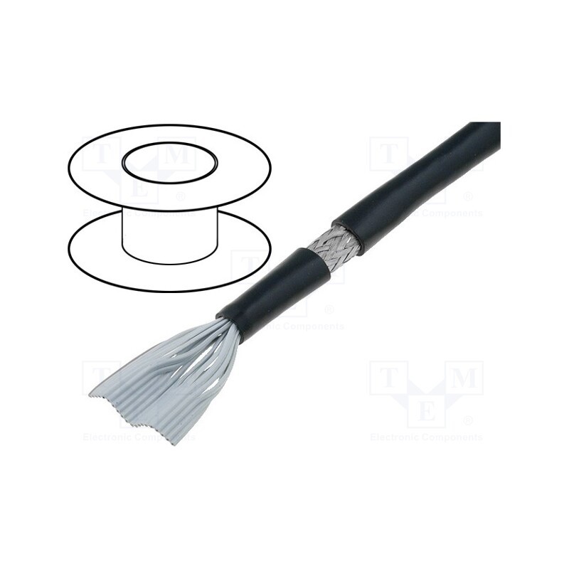 1 rol x 3M - 3659/24SF (100FT) - Wire: ribbon, round, 1.27mm, stranded, Cu, PVC, black, 30.5m