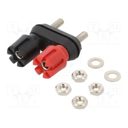 1 pcs x CLIFF - CL159701 - Socket, 4mm banana, 30A, Cutout: Ø12.7mm, nickel plated, double