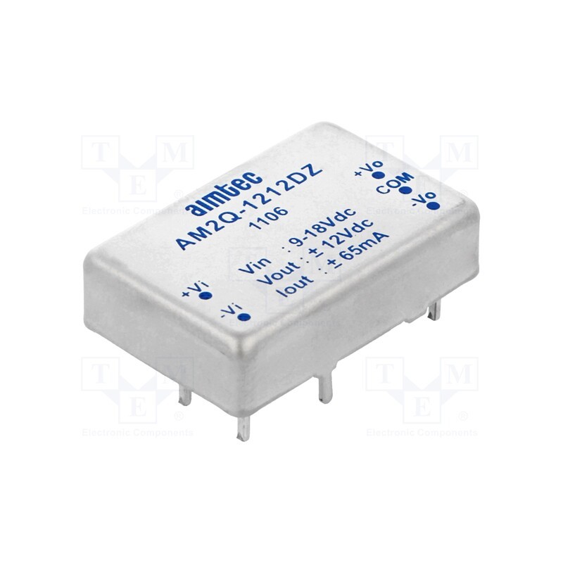 1 pcs x AIMTEC - AM2Q-1212DZ - Converter: DC/DC, 2W, Uin: 9÷18V, Uout: 12VDC, Uout2: -12VDC, 1'x0,7'