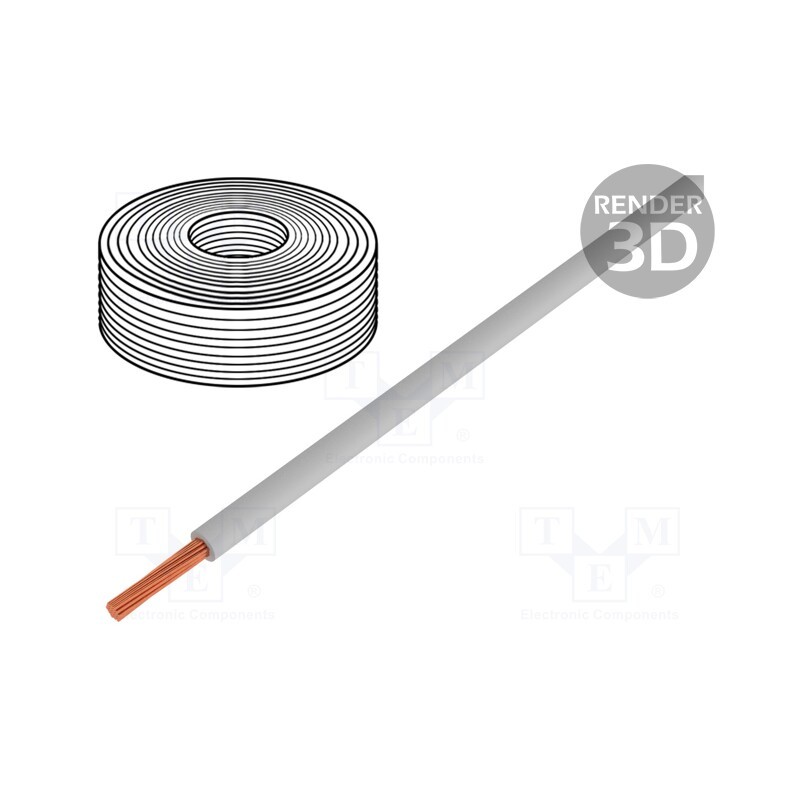 1 rol x DONAU ELEKTRONIK - 125-059 - Wire, stranded, Cu, 0.25mm2, PVC, grey, 100V, 50m, Class: 5, 1x0.25mm2