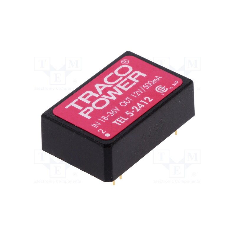 1 pcs x TRACO POWER - TEL 5-2412 - Converter: DC/DC, 5W, Uin: 18÷36V, Uout: 12VDC, Iout: 500mA, DIP24