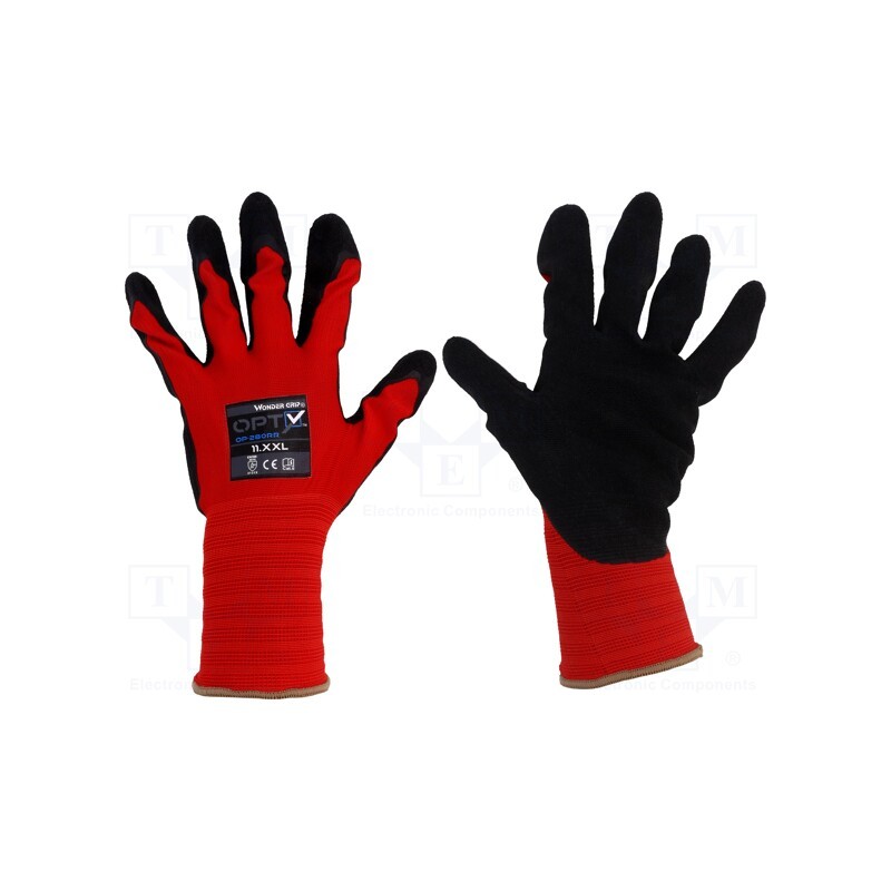 1 set x WONDER GRIP - 52944 - Protective gloves, Size: 7,S, red, polyester, Opty