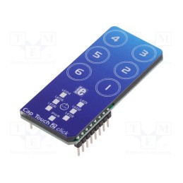 1 pcs x MIKROE - CAP TOUCH 2 CLICK - Click board, 6-button capacitive keypad, SPI, CAP1166, 3.3VDC
