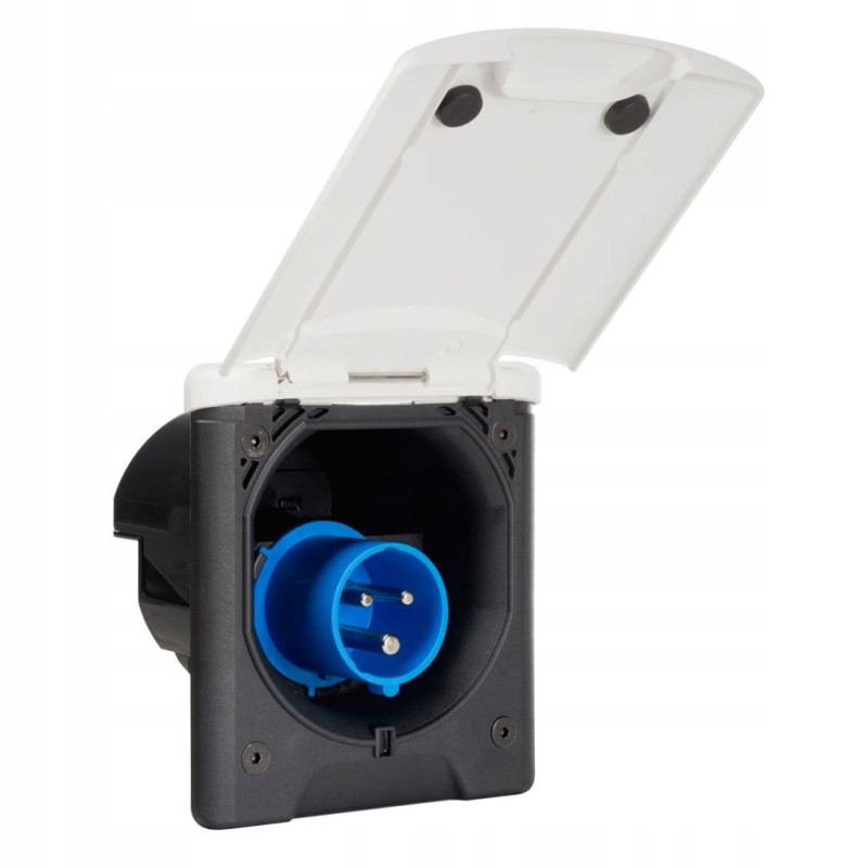 Cee socket, 230v connector, electrical connection, white