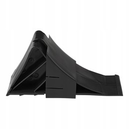 Black wheel chock with handle and mounting