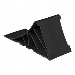 Black wheel chock with handle and mounting