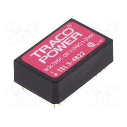 1 pcs x TRACO POWER - TEL 3-4822 - Converter: DC/DC, 3W, Uin: 36÷75V, Uout: 12VDC, Uout2: -12VDC, DIP24