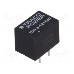 1 pcs x TRACO POWER - TDN 3-1215WI - Converter: DC/DC, 3W, Uin: 4.5÷18V, Uout: 24VDC, Iout: 125mA, DIP