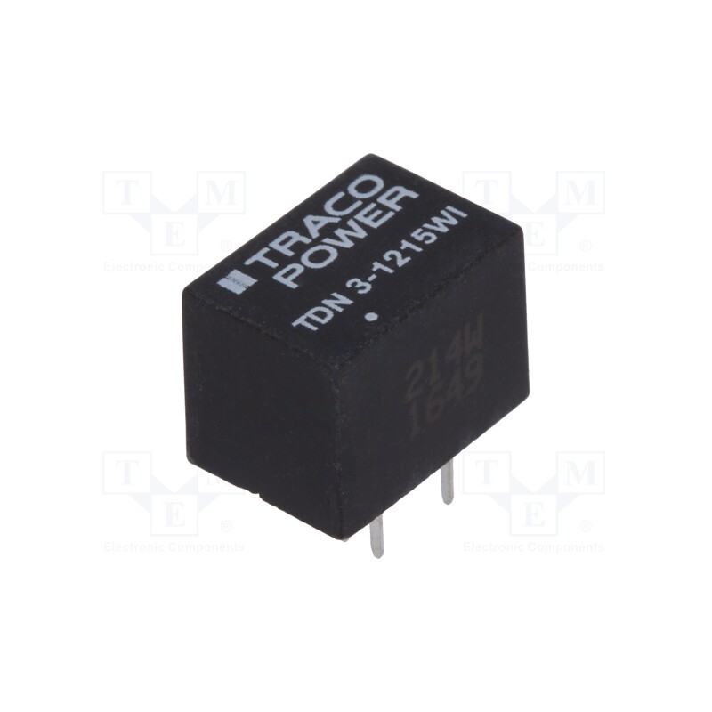 1 pcs x TRACO POWER - TDN 3-1215WI - Converter: DC/DC, 3W, Uin: 4.5÷18V, Uout: 24VDC, Iout: 125mA, DIP