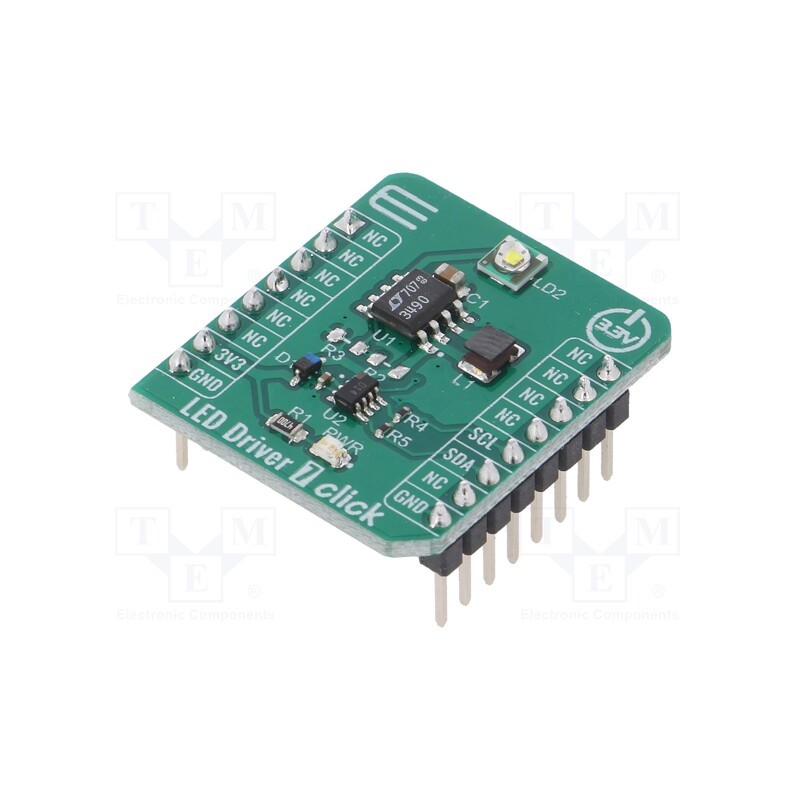 1 pcs x MIKROE - LED DRIVER 7 CLICK - Click board, LED driver, I2C, AD5171,LTC3490, prototype board
