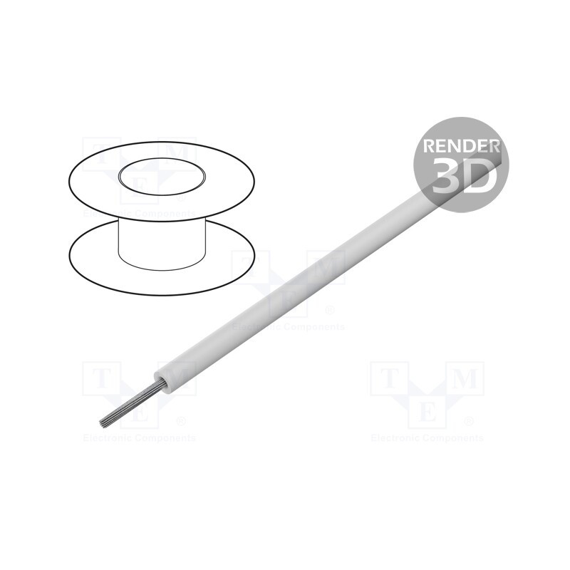 1 rol x ALPHA WIRE - 1854 WH001 - Wire, HookUp Wire, stranded, Cu, 24AWG, PVC, white, 600V, 305m