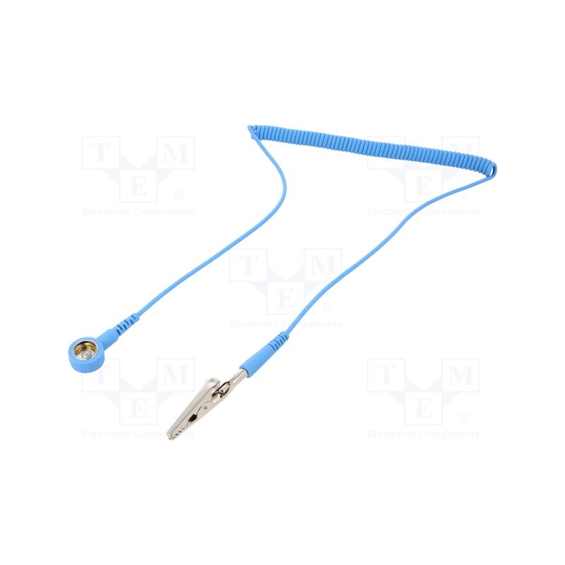 1 pcs x STATICTEC - STW1300 - Connection cable, ESD,coiled, Features: resistor 1MΩ, blue, 1.8m
