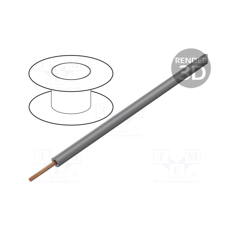 1 rol x DONAU ELEKTRONIK - 119-19 - Wire, stranded, Cu, 0.14mm2, PVC, grey, 60V, 100m, 1x0.14mm2