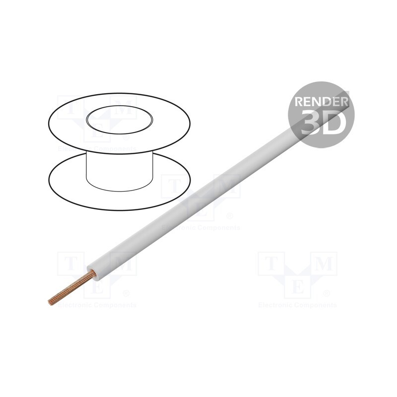 1 rol x DONAU ELEKTRONIK - 119-15 - Wire, stranded, Cu, 0.14mm2, PVC, white, 60V, 100m, 1x0.14mm2