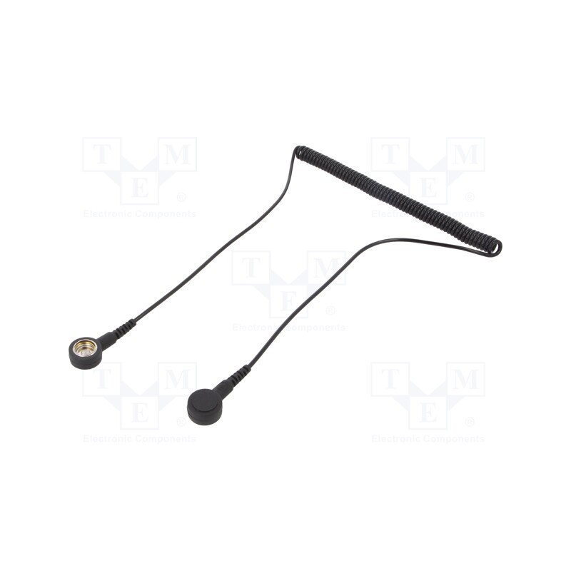 1 pcs x STATICTEC - STW1330 - Connection cable, ESD,coiled, Features: resistor 1MΩ, black, 1.8m