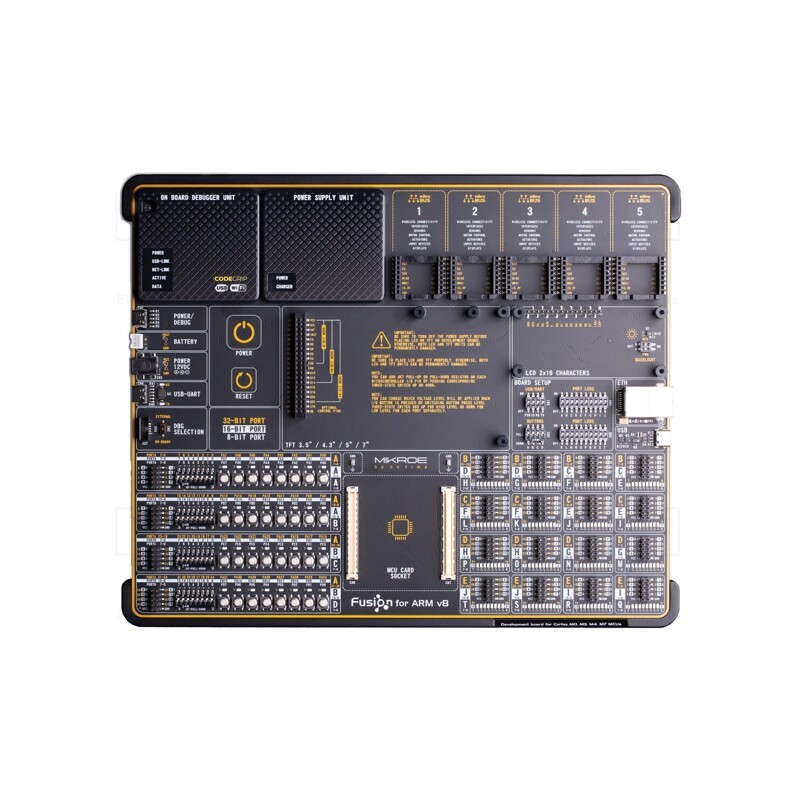 1 pcs x MIKROE - FUSION FOR ARM V8 MK64FN1M0VDC12 - Dev.kit: ARM NXP, CAN,UART,USB,WiFi, USB,WiFi, Architecture: ARM