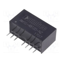 1 pcs x AIMTEC - AM1G-4812D-NZ - Converter: DC/DC, 1W, Uin: 36÷75V, Uout: 12VDC, Uout2: -12VDC, SIP8