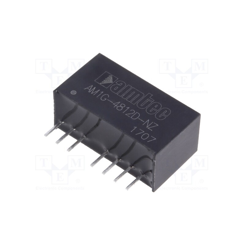 1 pcs x AIMTEC - AM1G-4812D-NZ - Converter: DC/DC, 1W, Uin: 36÷75V, Uout: 12VDC, Uout2: -12VDC, SIP8