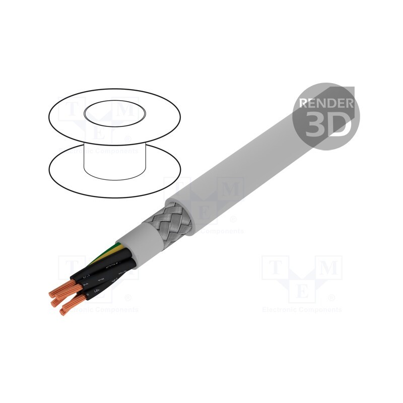 1 rol x ALPHA WIRE - 470051CY GE033 - Wire, Pro-Met, 5G1mm2, shielded,tinned copper braid, PVC, 100m