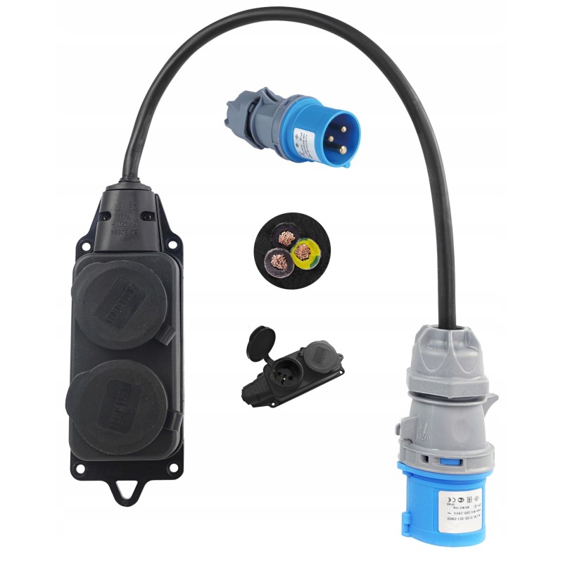 Adapter, CEE plug, 230v socket, IP44 adapter