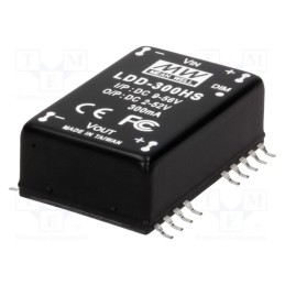 1 pcs x MEAN WELL - LDD-350HS - Converter: DC/DC, 18W, Uin: 9÷56V, Uout: 2÷52VDC, Iin: 320mA, THT, LDD