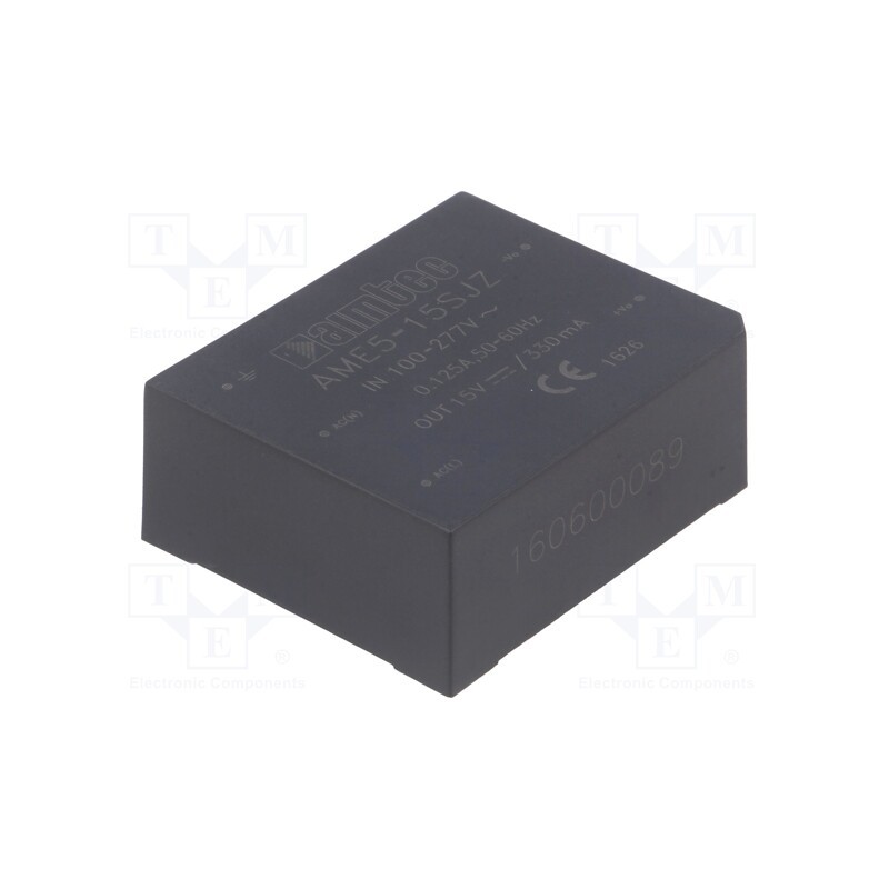 1 pcs x AIMTEC - AME5-15SJZ - Converter: AC/DC, 5W, 85÷305VAC, Usup: 100÷430VDC, Uout: 15VDC, 82%