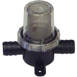 Universal water filter for a 19mm hose with a strainer