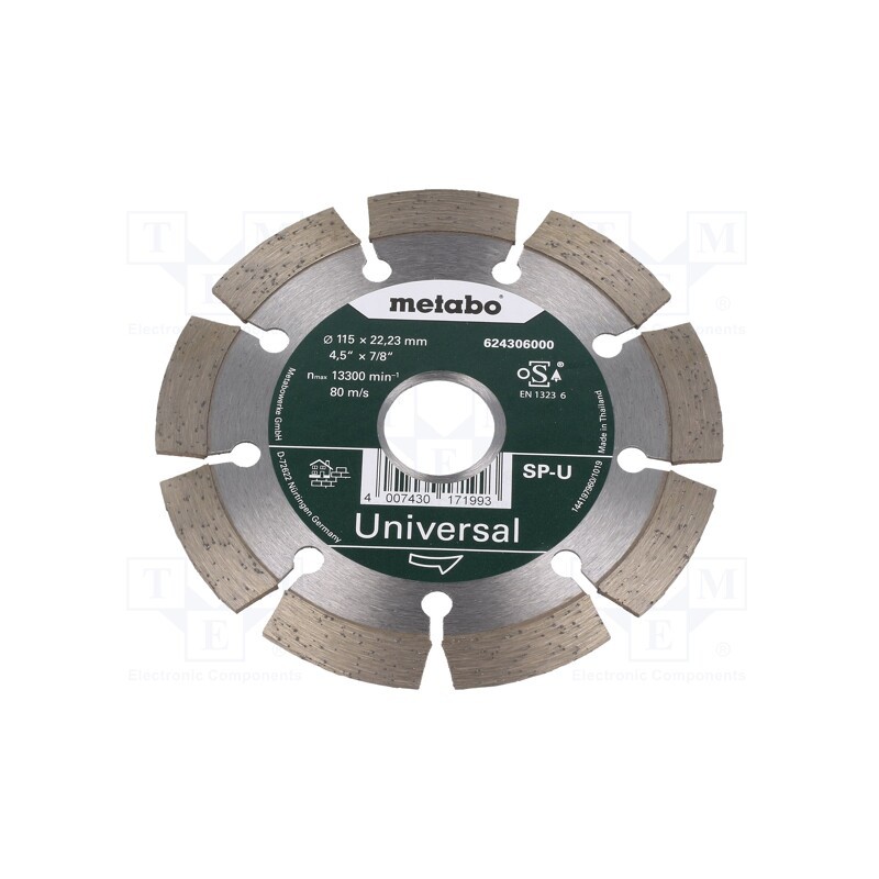 1 pcs x METABO - 624306000 - Cutting diamond wheel, Ø: 115mm, Øhole: 22.23mm