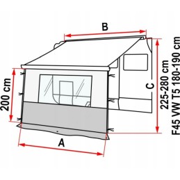 Front wall with window for the pro 550 fiamma awning