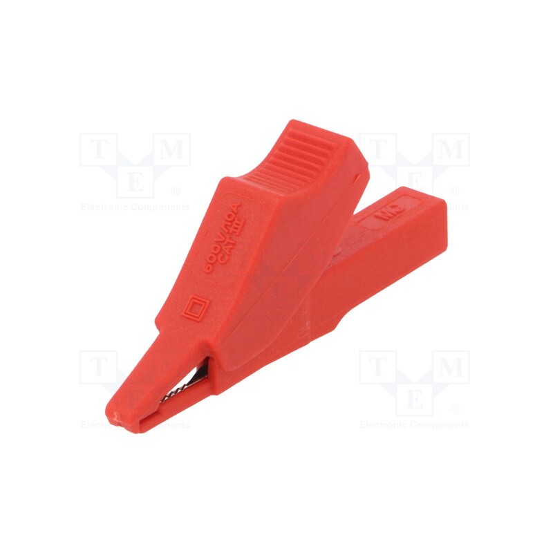 1 pcs x STu00c4UBLI - 65.9188-22 - Crocodile clip, 10A, 60VDC, red, Plating: nickel plated, L: 58.5mm