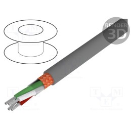 1 rol x ALPHA WIRE - 1738C SL005 - Wire, Alpha Essential C&C, 4x22AWG, PVC, dark grey, 300V, 30.5m