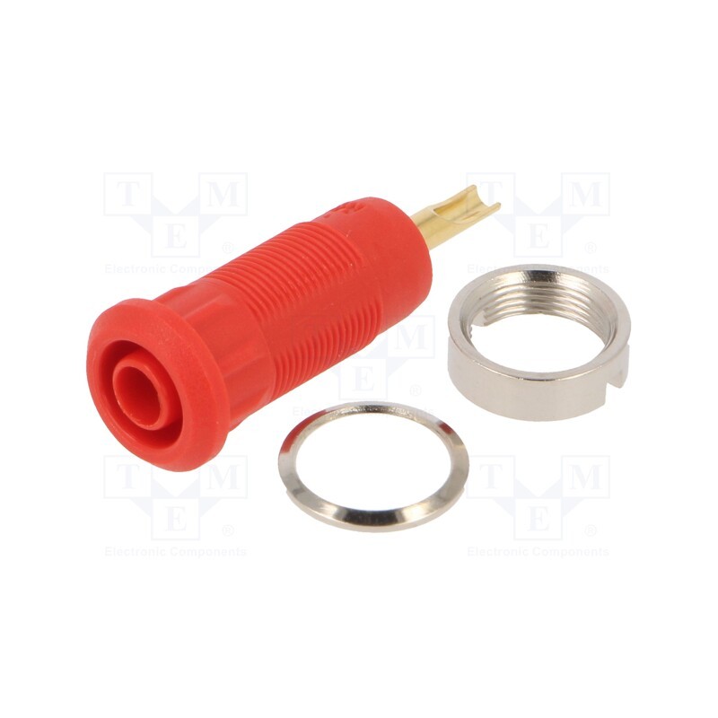 1 pcs x STu00c4UBLI - 65.3332-22 - Socket, 2mm banana, Overall len: 29mm, red, soldered, insulated